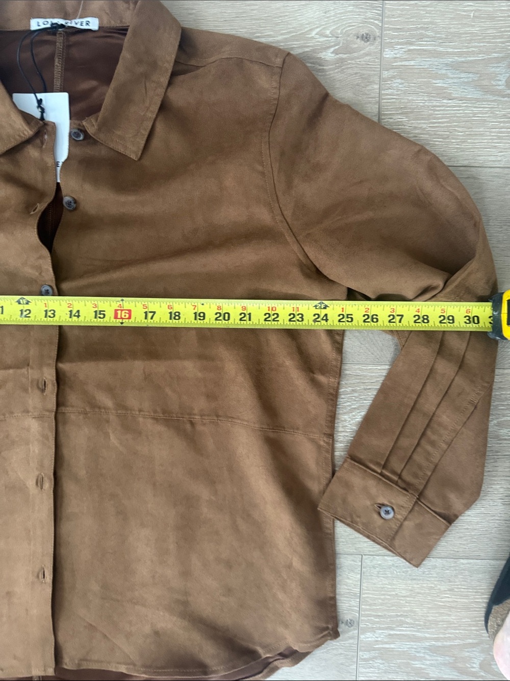 NWT- Women's Brown Suede Button-Front Faux Suede Jacket/Blouse/Button down shirt - Picture 13 of 15